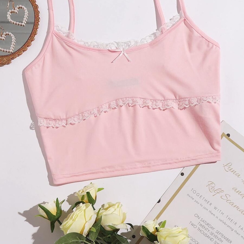 Pink Lace Camisole Top